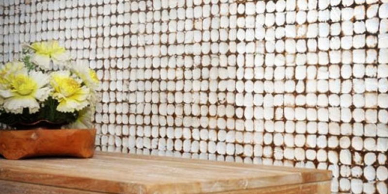 Kirei Coco Tiles, Java Collection, as a wall covering in Color Yogya White
