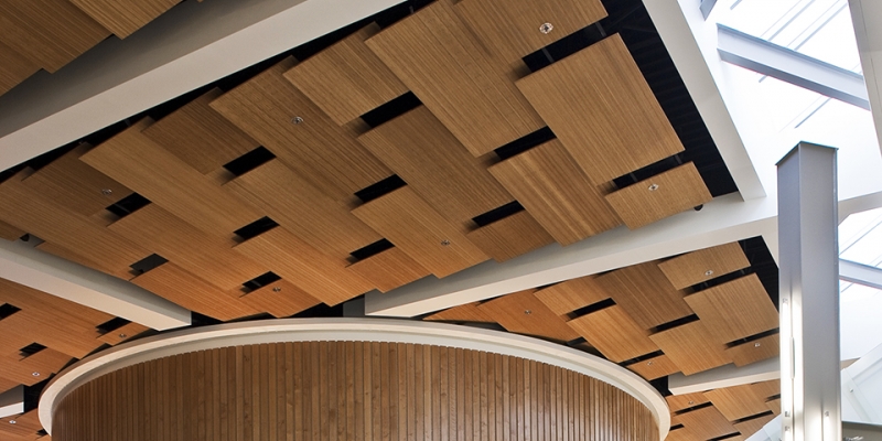 Plyboo Ceiling Panels in Amber Edge Grain Plywood